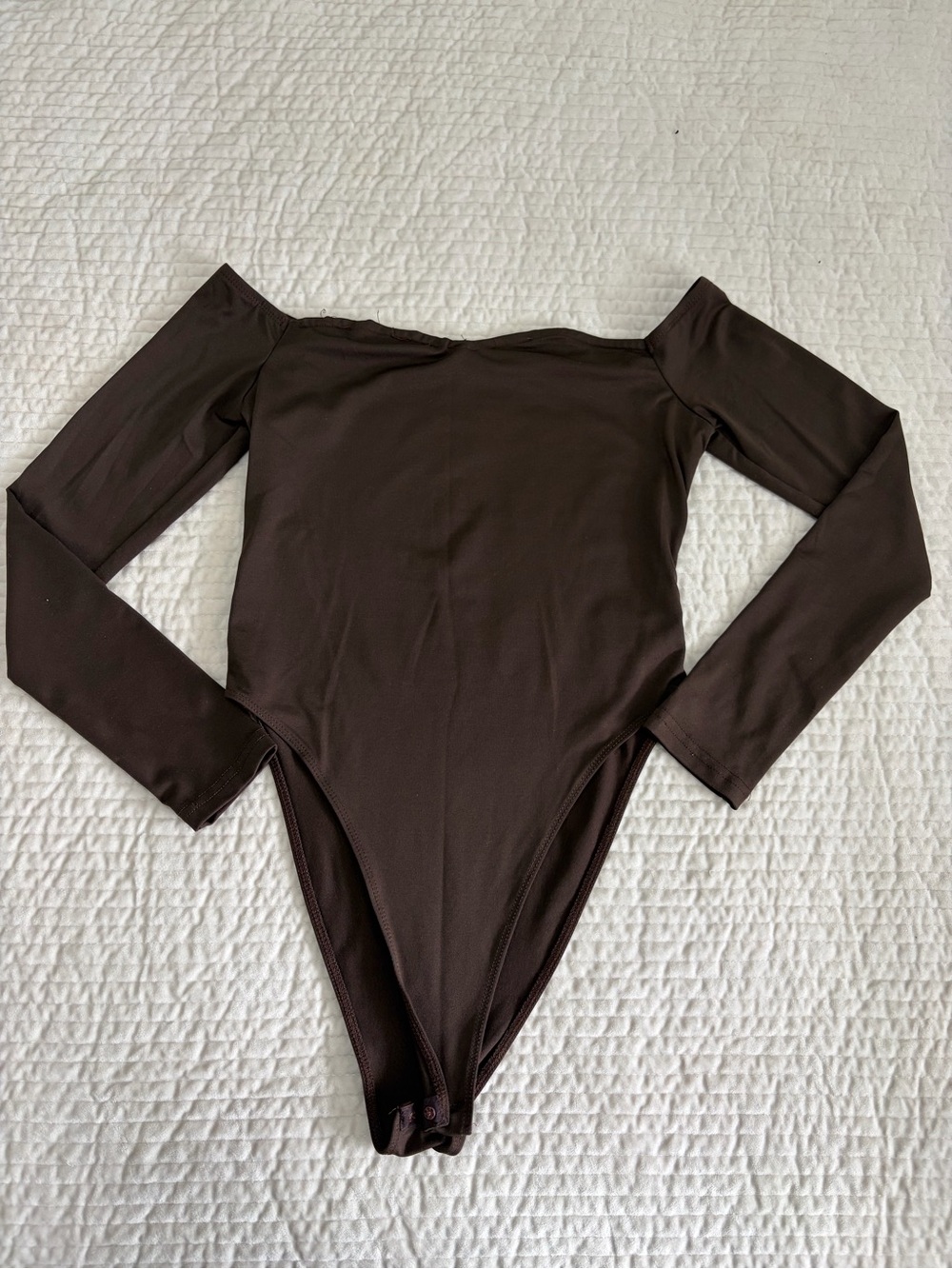 Off the shoulder Solid Brown Bodysuit